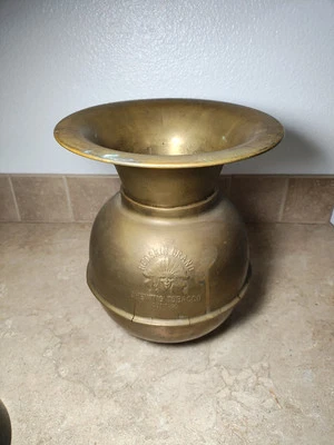 "Tapón de latón y cobre vintage de latón y cobre para masticar tabaco Spittoon marca Redskin ~ 11""" Foto 1 de 4