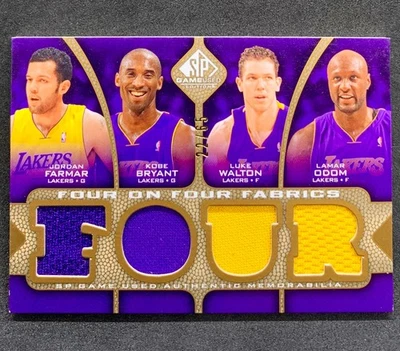 2009-10 SP Game Used KOBE BRYANT SHAQUILLE O'NEAL NASH Four Jersey Gold SP /65 - Image 1 of 4