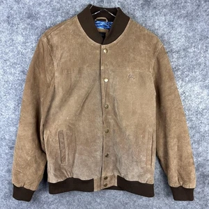 Obey Propaganda Jacke Herren Large Wildleder Leder Bomber Druckknöpfe - Bild 1 von 18