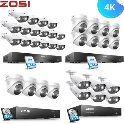 ZOSI 4K 8MP PoE CCTV Camera System 8CH/16CH NVR Home Security Kit Outdoor Audio - Image 1 of 4