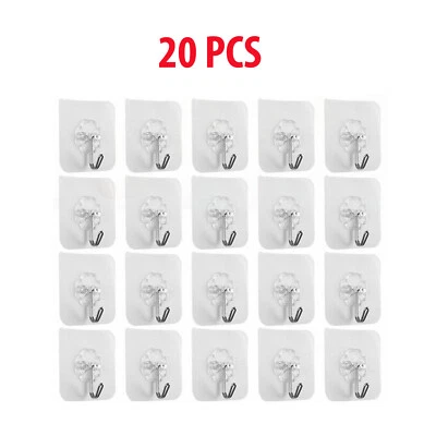 20-40 piezas ganchos adhesivos adhesivos de pared de alta resistencia sin costuras perchas transparentes Foto 1 de 4