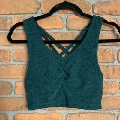 Zella Sports Bra Womens XS Green Criss Cross Back Workout Athletic Crop Top - Image 1 of 3