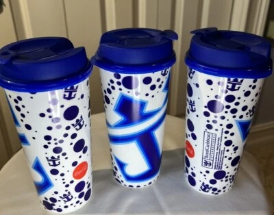 Royal Caribbean Set of Three Beverage Travel Cup Snap On Flip Top 16 Oz BPA Free - Image 1 of 4