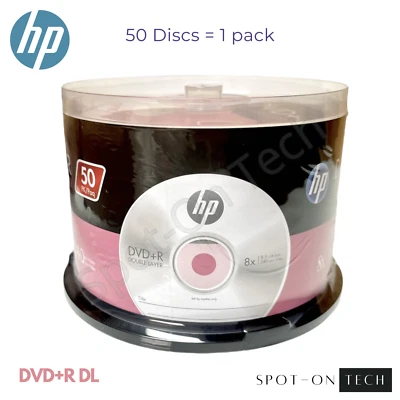 50 HP DVD DVD+R DL 8x Dual Double Layer Logo 8.5GB  - Same Day Ship! - Image 1 of 4