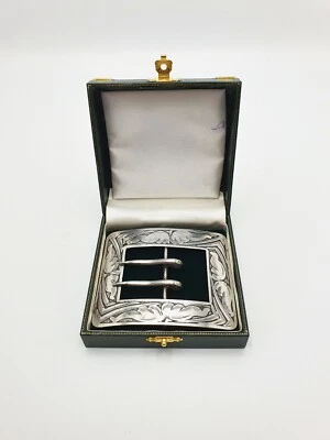 Edwardian Sterling Silver Belt Buckle - circa 1905 Art Nouveau Style Antique Foto 1 de 4