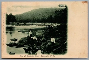 Postcard Ronceverte WV c1905 View of Greenbrier River People on Rocks UDB - Picture 1 of 2