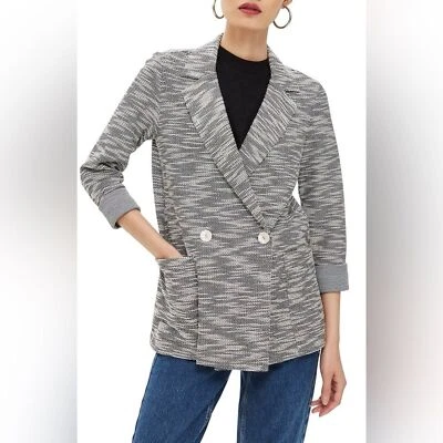 Chaqueta Blazer Topshop Boucle Tejida Texturizada Gris Oficina, Talla 4 Foto 1 de 4