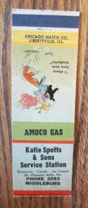 KATIE SPOTTS AMOCO GASOLINERA MATCHCOVER: MT. PLEASANT MILLS, PENNSYLVANIA -E1 - Imagen 1 de 2