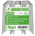 24 Pack Garden Stakes U-Shaped Tent Stakes Galvanized Landscape Staples Metal