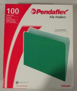 Pendaflex Two-Tone Color File Folders, Letter Size, Full Cut, Green, 100 Count - Picture 1 of 4