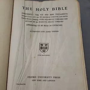 The Holy Bible His Majesty's Special Command Cum Privilegio Oxford Univ press KJ - Foto 1 di 12