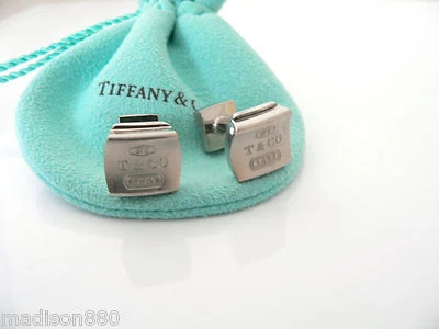 Tiffany & Co 1837 Galáxia de titânio quadrado abotoaduras prata homem presente amor - Imagem 1 de 4
