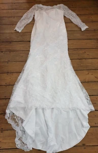 WHITE FULL LENGTH WEDDING DRESS LACE OVERLAY & SLEEVES - Picture 1 of 9