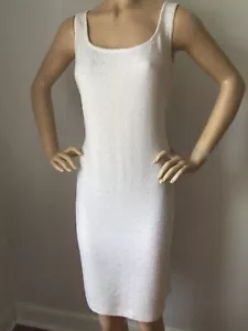 NUEVO VESTIDO ST JOHN TEJIDO TALLA 4 MUJER BLANCO CÁÑAMO TEJIDO LANA RAYÓN - Imagen 1 de 6