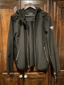 Guess Men's Black Softshell Hooded Windbreaker Size XL - Picture 1 of 2