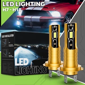 Pair H7 6500K LED Headlight Bulb High/Low Beam Fog Lamp Daytime Running Lighting - Picture 1 of 12