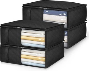 Bed Sheet Organizers and Storage Queen/King Size Folder 4 Pack Linen Closet - Picture 1 of 7