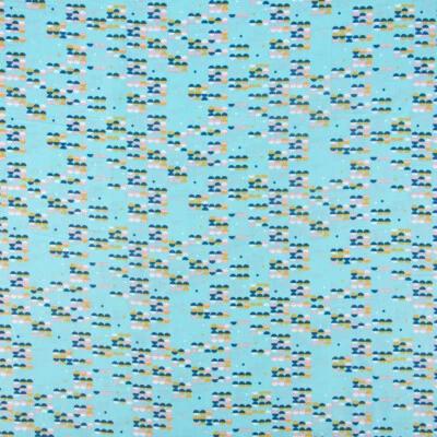 Baumwollstoff retro Geometrie Punkte türkis rosa petrol ocker weiß 1,42m Breite - Bild 1 von 4