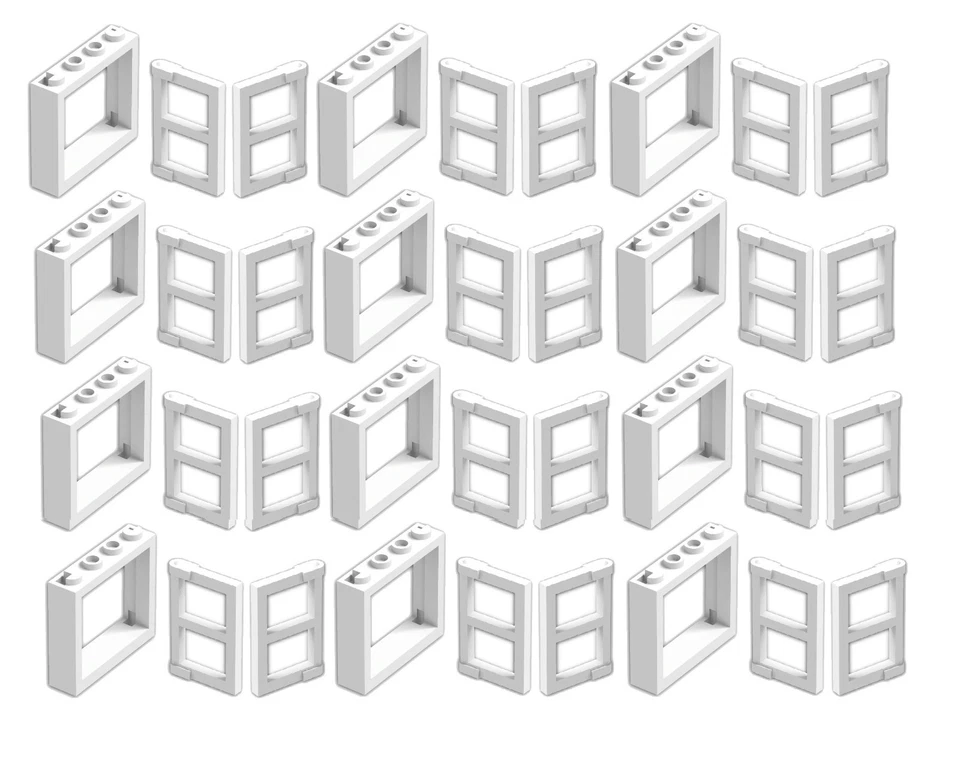 ️lego 12x Black 1x4x3 Windows W Gold Lattice Pane Panel Town City House