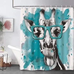 Cute Giraffe Shower Curtain for Women GirlsFunny Animal Shower Curtain Set wi... - Picture 1 of 6