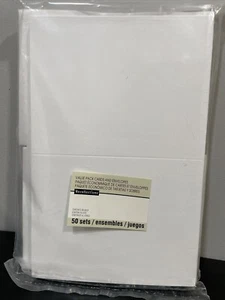 RECOLLECTIONS PACK OF 50 BLANK WHITE CARDS & ENVELOPES 5" X 6.5" NEW & SEALED - Picture 1 of 1