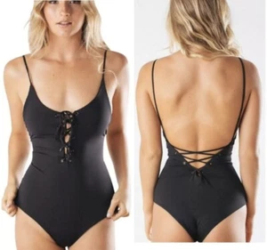 TAVIK Monahan One-Piece Swimsuit Size S OR M Lace Up Black - Picture 1 of 5
