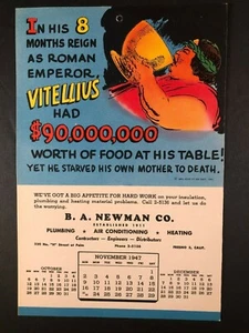 Ripley's Believe It Or Not - Calendar Advertising Nov 1947 - Vitellius - Picture 1 of 3