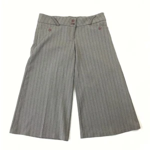 Unit Damen Hose gestreift grau weites Bein lila Knöpfe Gürtelschlaufe Größe 36 - Bild 1 von 7