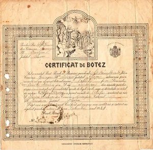 Romania, 1924, Vintage Baptism Certificate - Kingdom Period, Vlasca - Picture 1 of 1