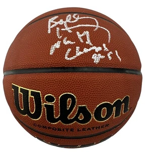 BOBBY HURLEY DUKE BLUE DEVILS SIGNED BASKETBALL 92-91 CHAMPS WILSON BECKETT COA - Picture 1 of 2