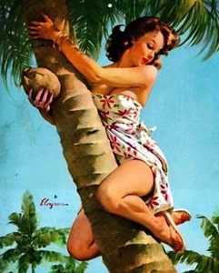 RETRO PINUP GIRL CANVAS PRINT Vintage Poster Gil Elvgren Tree fruit - 24x18" - Imagen 1 de 1