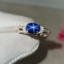 925 Sterling Silver Lab Created Lindy Blue Star Sapphire Rings Christmas Gifts