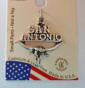 Dije de cuerno largo de plata esterlina 22x22 mm dice San Antonio en Texas - Imagen 1 de 3