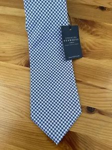 CHARLES TYRWHITT Blue Alford Woven Royal Puppytooth Silk Tie NWT - Picture 1 of 5