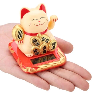 (Golden)Solar Fortune Waving Arm Cat Lucky Cat For Good Luck - Picture 1 of 8