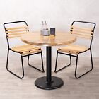 OUTDOOR CAFE TABLE SET PINE ROUND ISOTOP PEDESTAL TABLE AND TWO CHAIRS