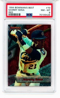 Bowmans Best #70 1994 Sammy Sosa Red Chicago Cubs PSA 8 Foto 1 de 2