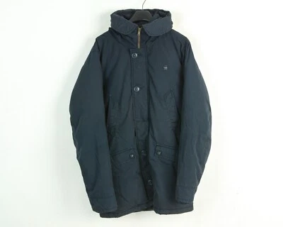 G STAR RAW L Para hombres Chaqueta Parka con Capucha Abrigo Poliéster Algodón Azul Cremallera Botón Foto 1 de 3