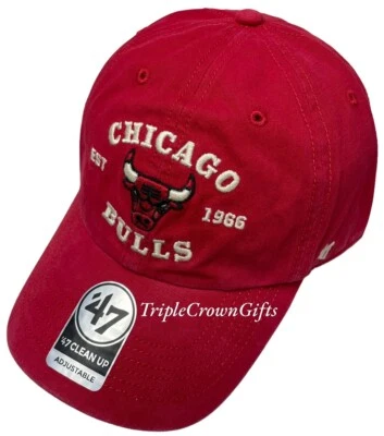 NBA Chicago Bulls (Marca '47) Brockman Limpieza Gorra Ajustable De Colección Roja Foto 1 de 4