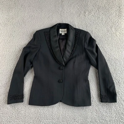 Vintage John Meyer of Norwich Blazer Womens Petite 2P Black Beaded Jacket Coat - Image 1 of 4
