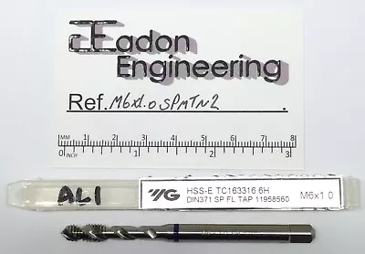 M6 x 1.0mm Spiral Flute Machine Tap by YG-1. TC163316. DIN371. 11958560.