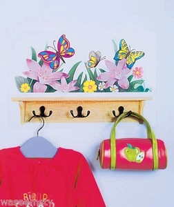 Colorida Mariposa Floral Flor Estante Look Calcomanía de Pared Pegatina Gancho Colgador Decoración - Imagen 1 de 1