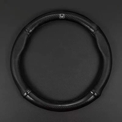 Cubierta de volante de 15" de cuero genuino para Honda Civic Accord CR-V Fit/negro Foto 1 de 4