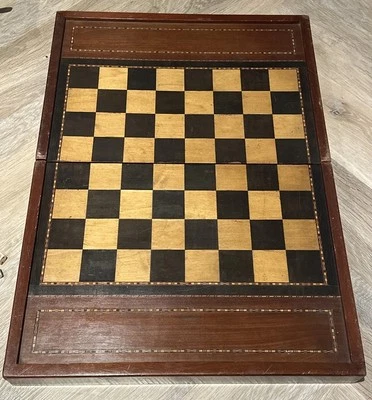 Rare Backgammon / Chess large  vintage  wood inlaid 20.5" X28.5” - Image 1 of 4