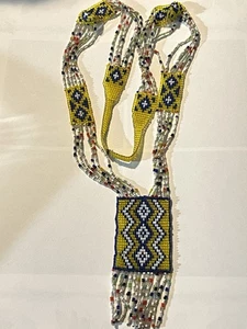 Vintage Indianer Glas Samen Perlen Halskette - Bild 1 von 9