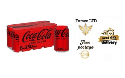 Coca-Cola Zero Sugar 8 X 330 ml Next Day Delivery - Image 1 of 4