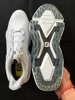 Footjoy 男式高尔夫鞋 ProSLX 碳纤维皮革 BOA 白色性能尺寸 7.5 XW — 第 1/4 张图片