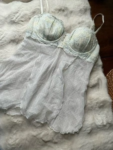 Y2K Victoria’s Secret Sexy Little Things 36C White/ Blue Floral Lingerie NWT $58 - Picture 1 of 8