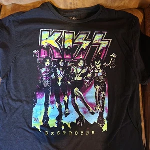 KISS ~ schwarzes T-Shirt DESTROYER Gr. (L) Neon Farbe Glow In The Dark - Bild 1 von 1