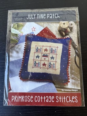 Primrose Cottage Stitches - JULY NINE PATCH Pattern Cross Stitch - Image 1 of 2